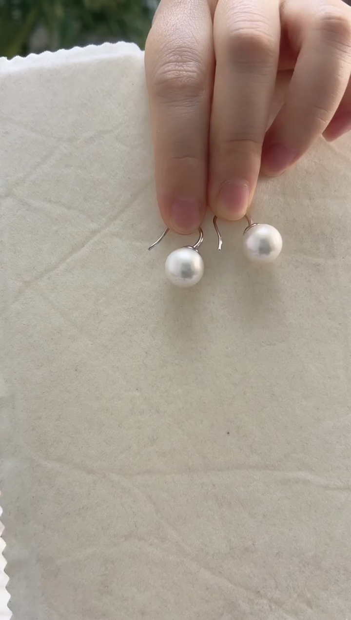 银S925镶嵌耳饰淡水珍珠12高跟鞋新