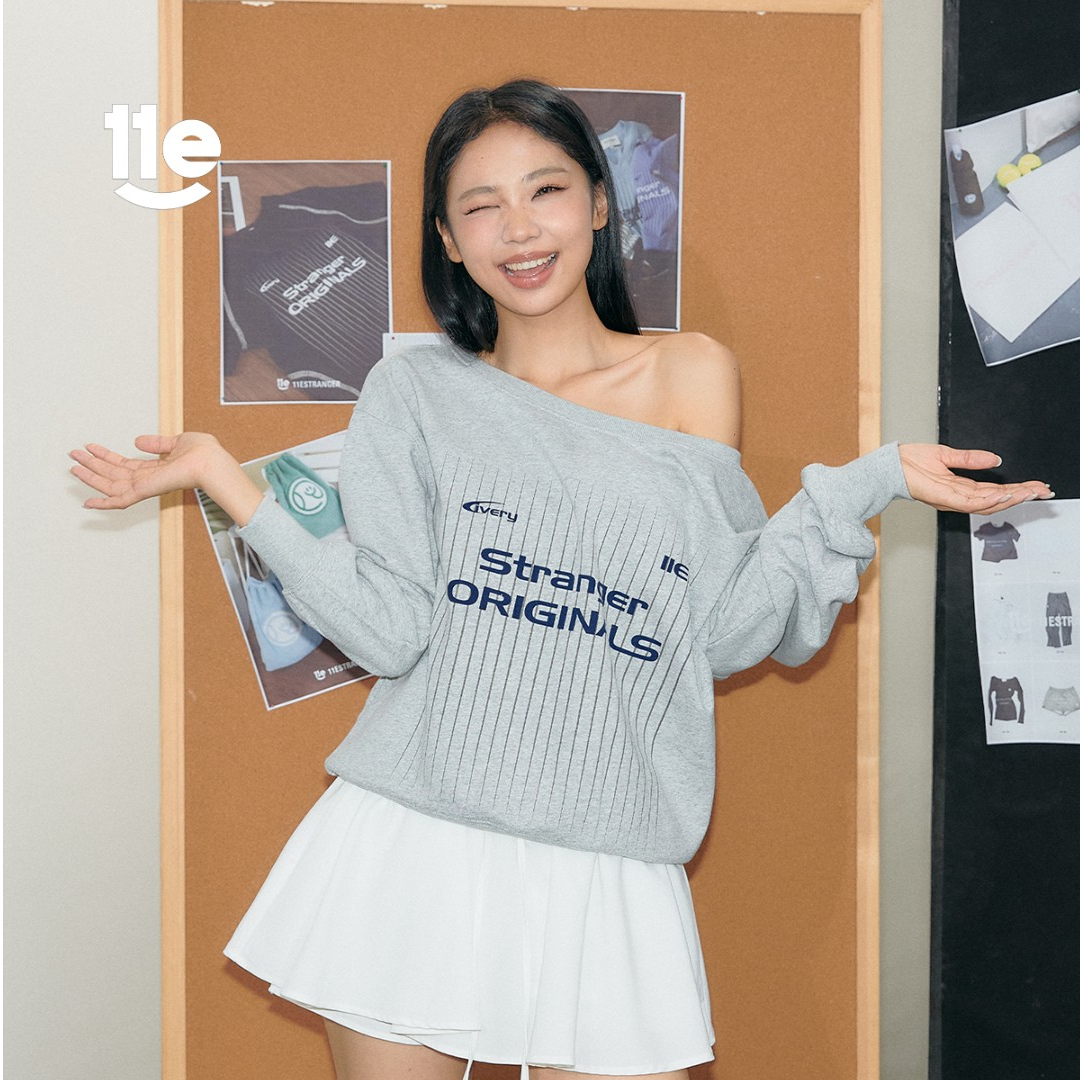 11E “选手”美式复古斜肩一字领球服英文字母印花设计春秋百搭