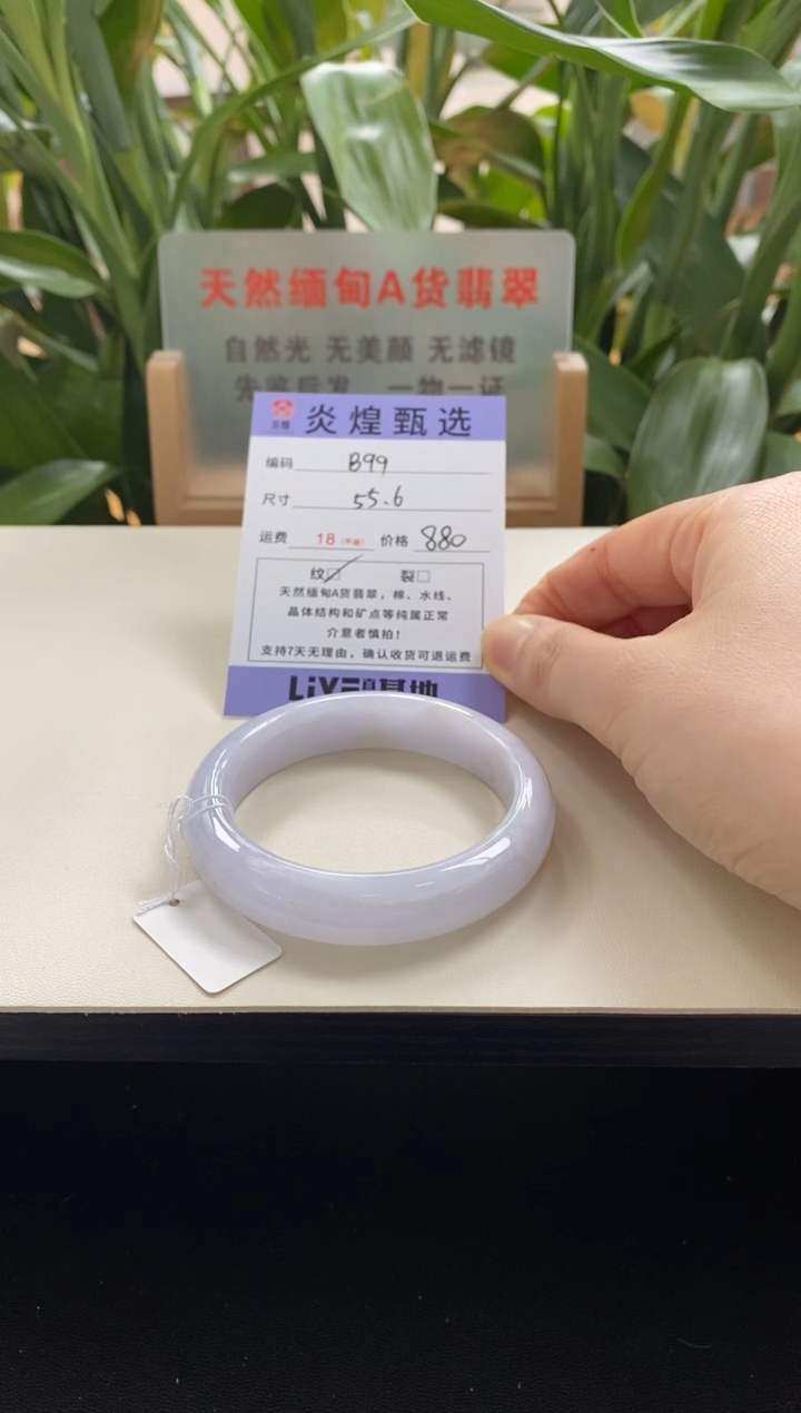 未镶嵌手镯翡翠圈口55.6编码b99