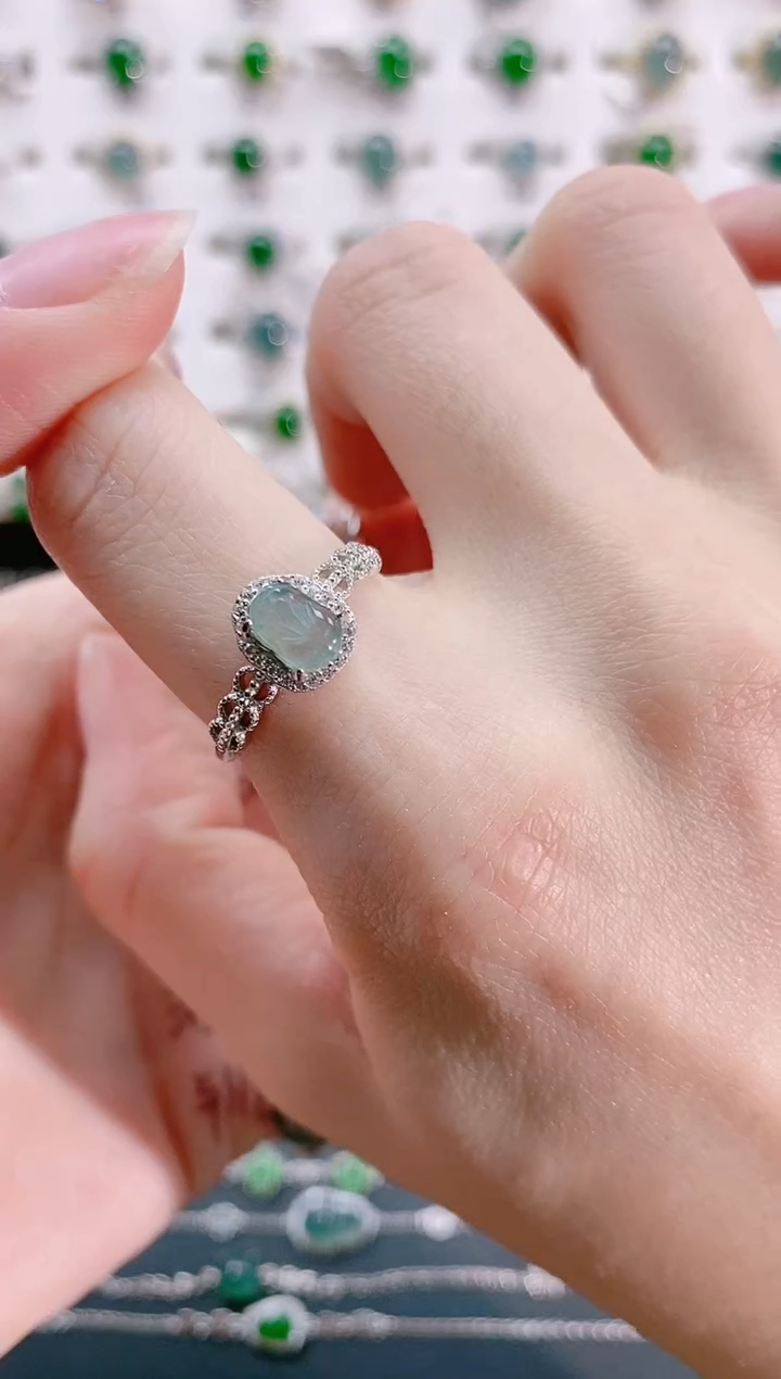 【闪购商品】翡翠戒指银S925镶嵌天然翡翠