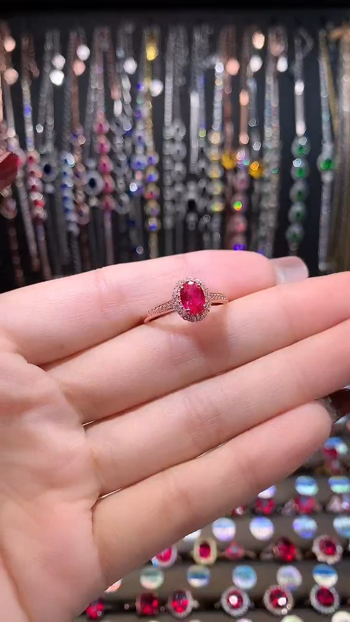 【闪购商品】红宝石戒指银S925镶嵌5.7玫瑰金