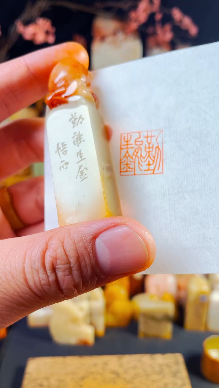 寿山石印石手工篆刻《勤能生金》