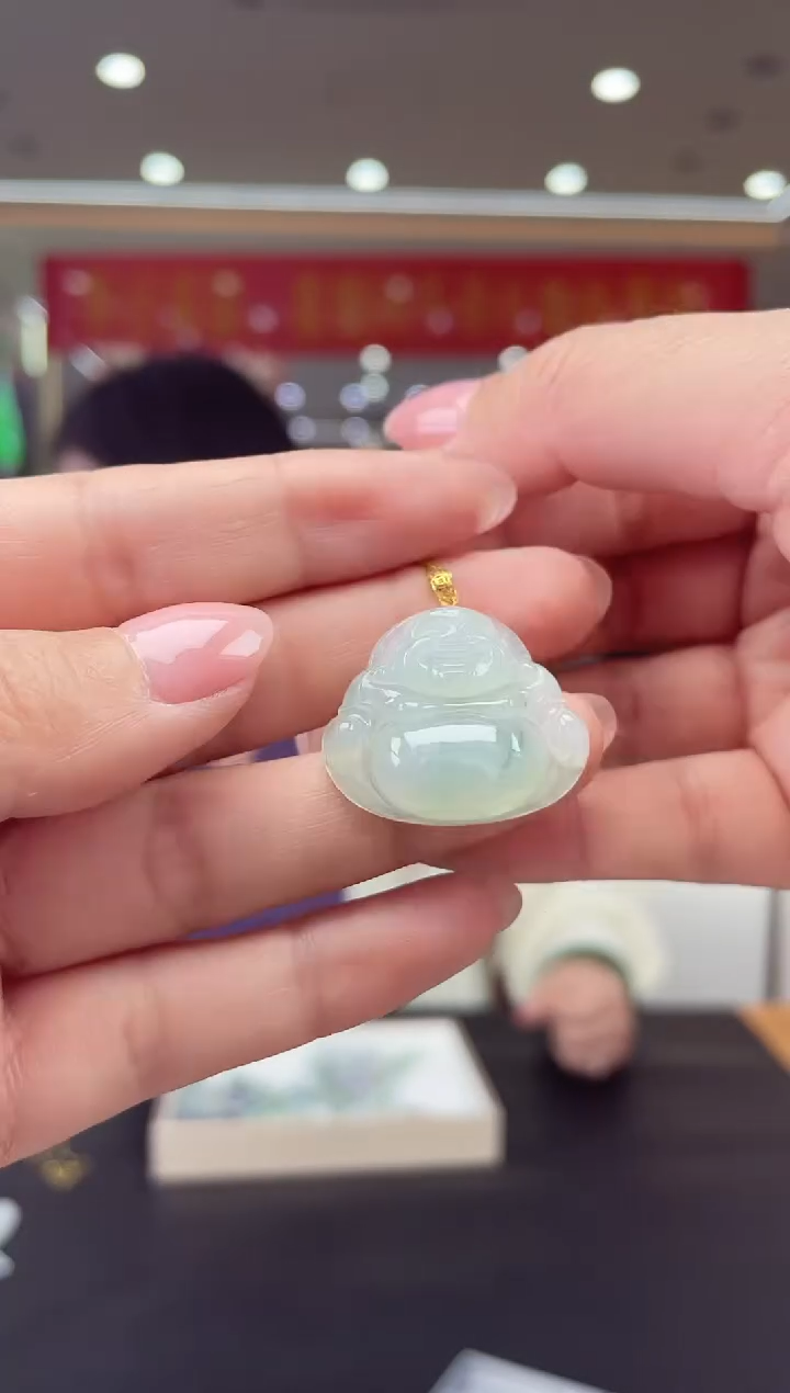 【闪购商品】翡翠挂件18K金镶嵌18K金扣佛公多人@@CMT