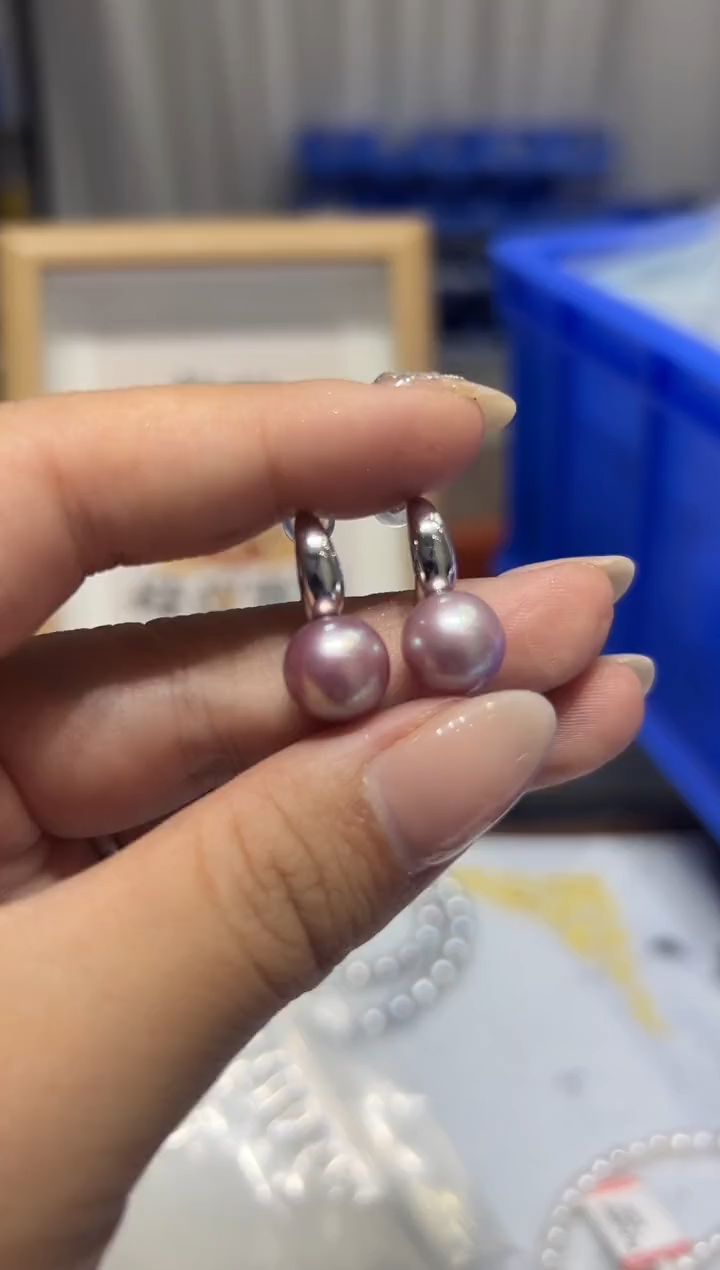 银S925镶嵌耳钉淡水珍珠26