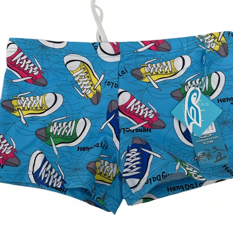 艾飞鱼儿童泳裤时尚男士蓝色舒适宽松平角男款