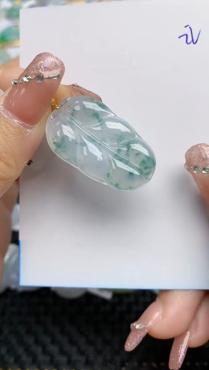 【闪购商品】翡翠颈饰18K金镶嵌天然A货翡翠 22