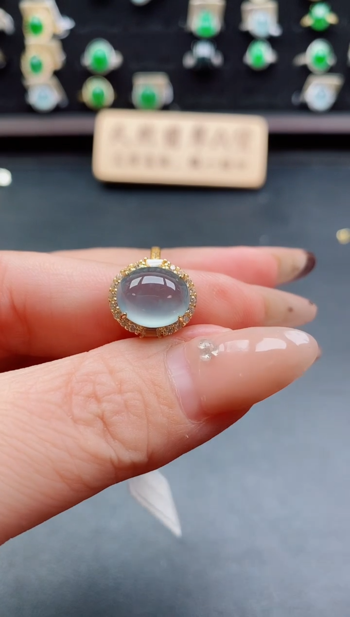 银S925镶嵌戒指翡翠1