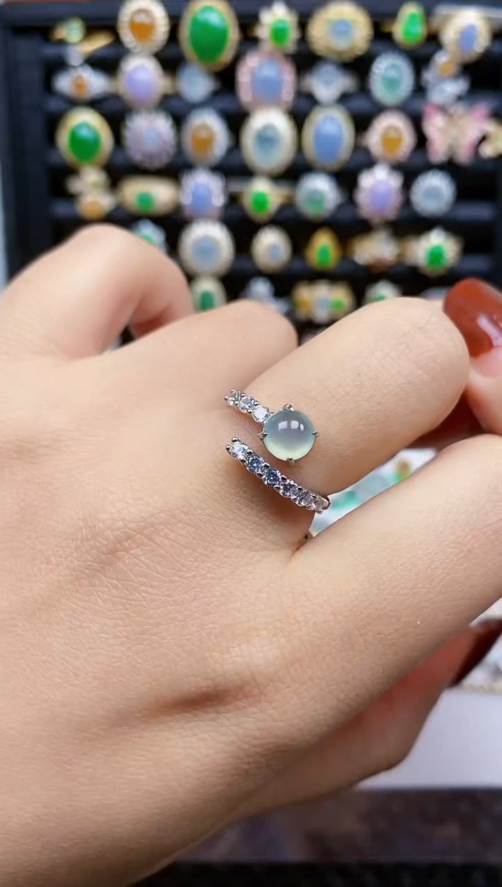 银S925镶嵌戒指翡翠424