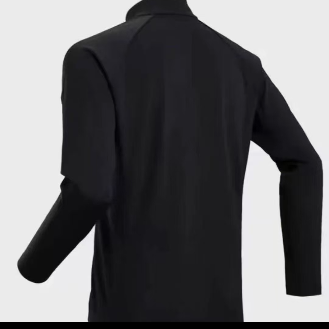 2025新款加绒户外休闲商务男士运动半拉链速干T恤