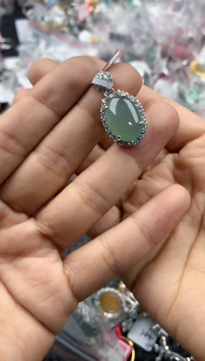 银S925镶嵌戒指翡翠1010---3