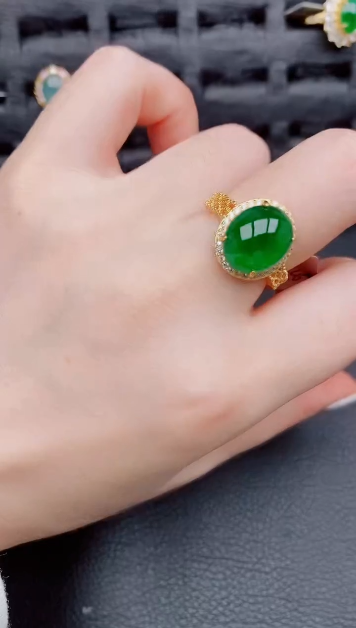 【闪购商品】翡翠戒指银S925镶嵌天然a货翡翠173