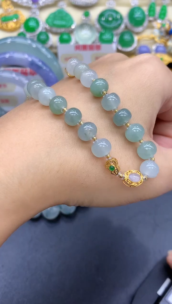 18K金镶嵌手链翡翠284-中国好珍宝