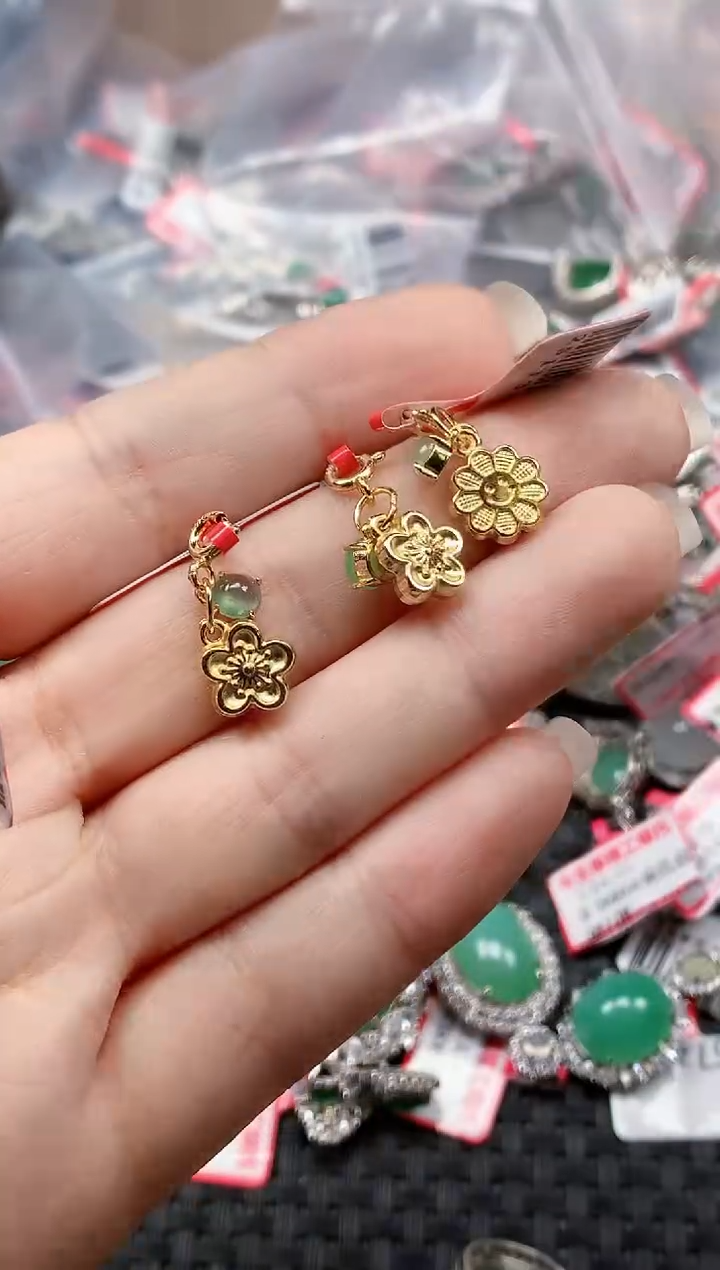 银S925镶嵌戒指翡翠天然A货缅甸翡翠