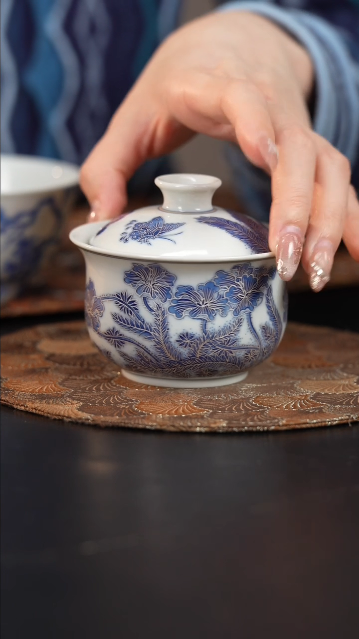 【闪购商品】杯四景堂青花描银