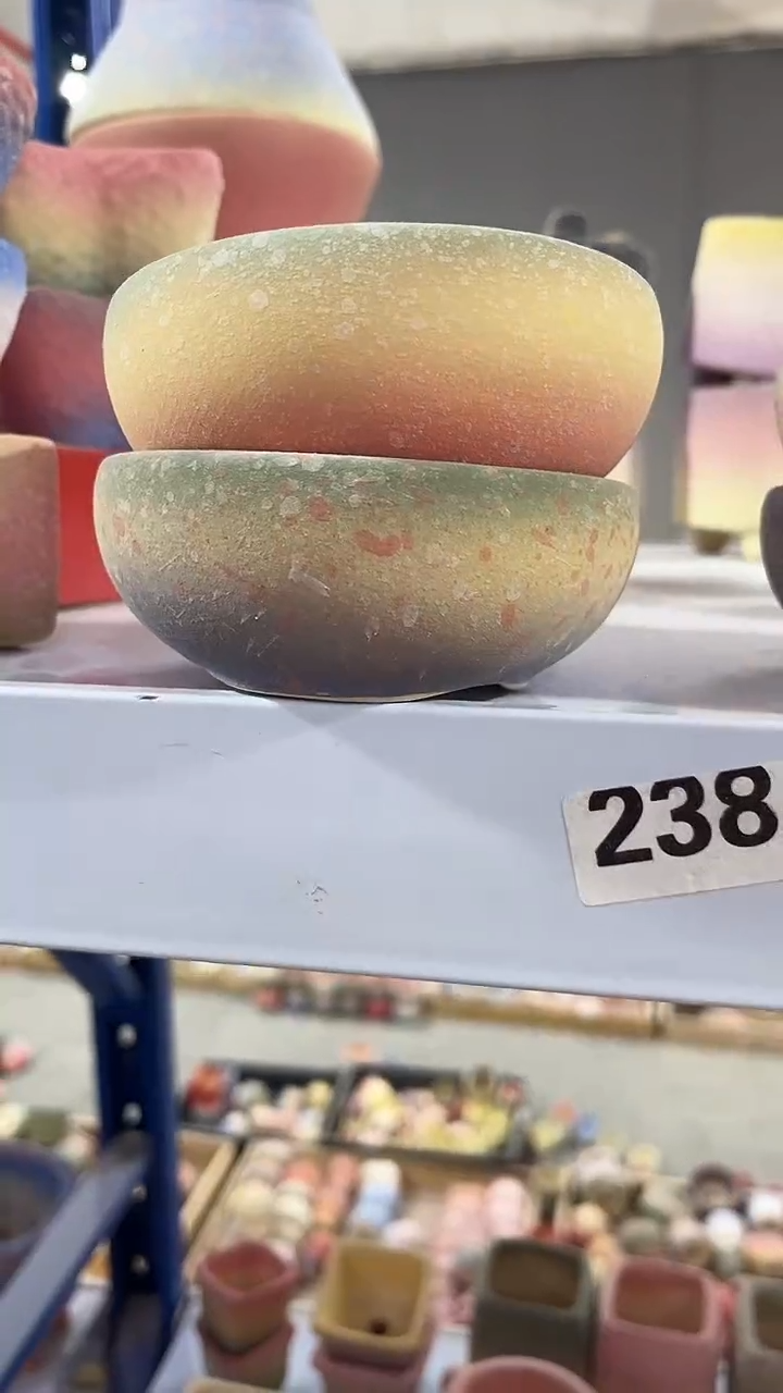 沫*麦饭石粗陶多肉花盆口径9*3两个