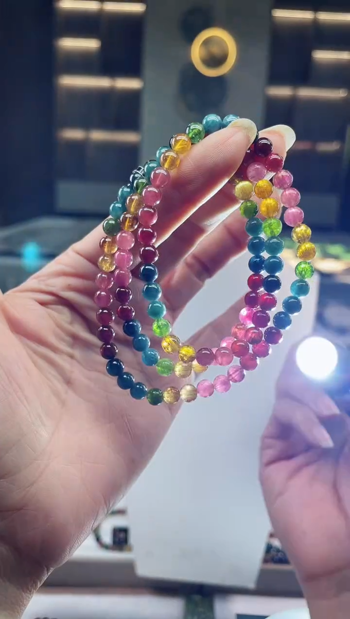 未镶嵌老矿碧玺三圈手串5mm+碧玺（多样性发一条）Q