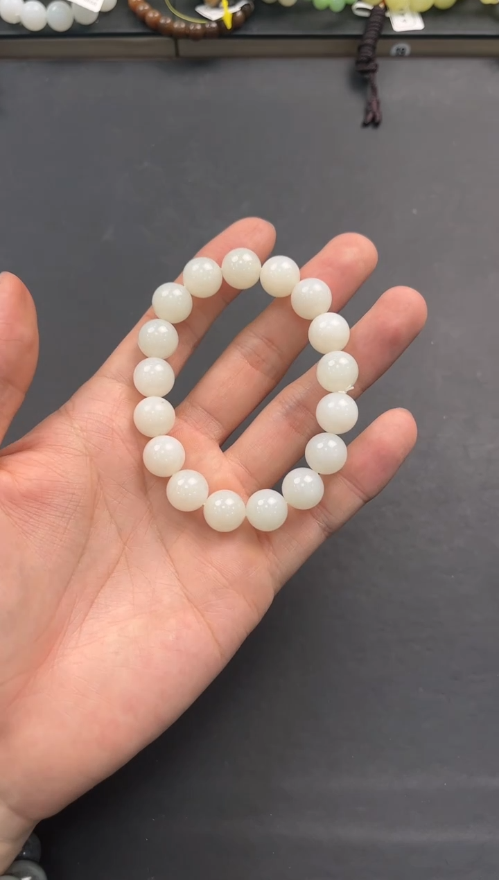 未镶嵌手串和田玉且末天泰白玉手串卡12微色差