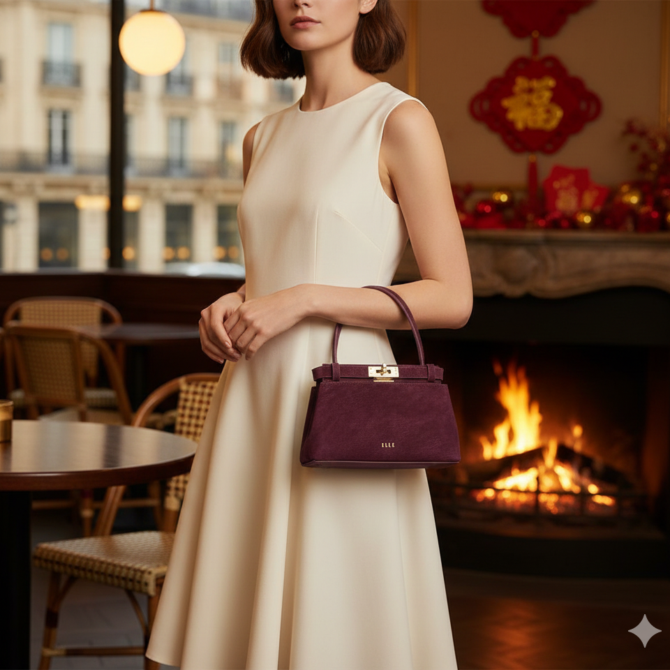 ELLE2026新【紫罗兰】女包紫色女士单肩时尚手拎斜挎百搭包包25714