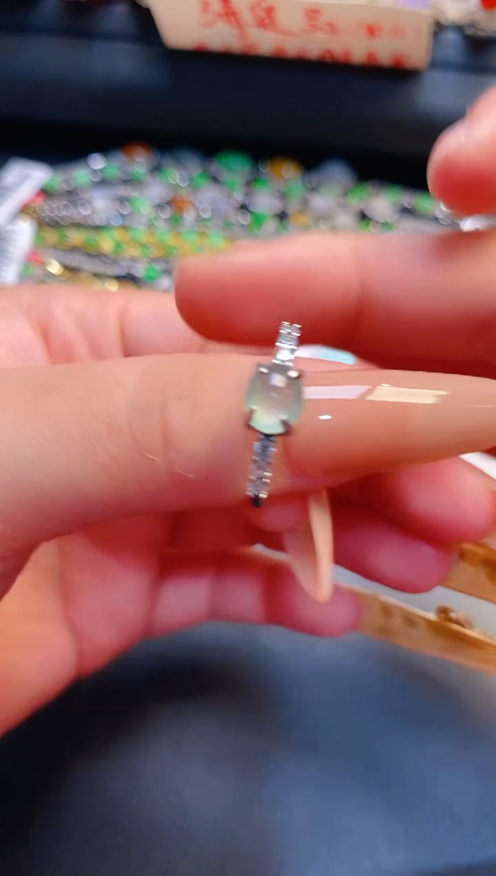 银S925镶嵌戒指翡翠天然