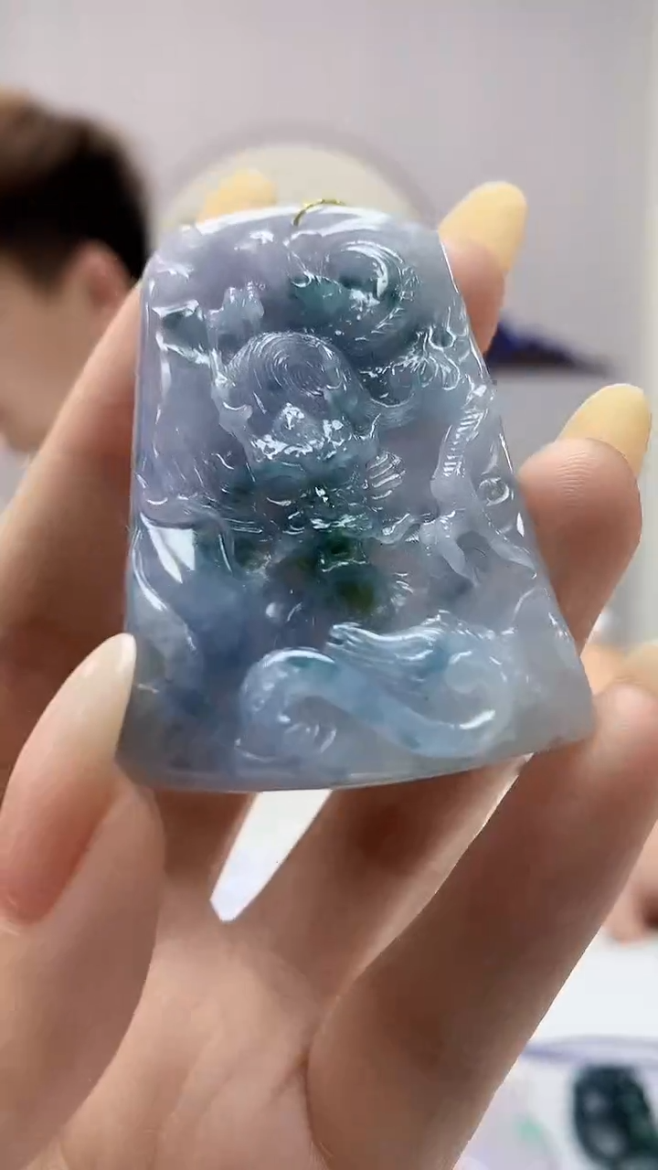 【闪购商品】定制翡翠未镶嵌4868DD-毛货挂件龙牌196