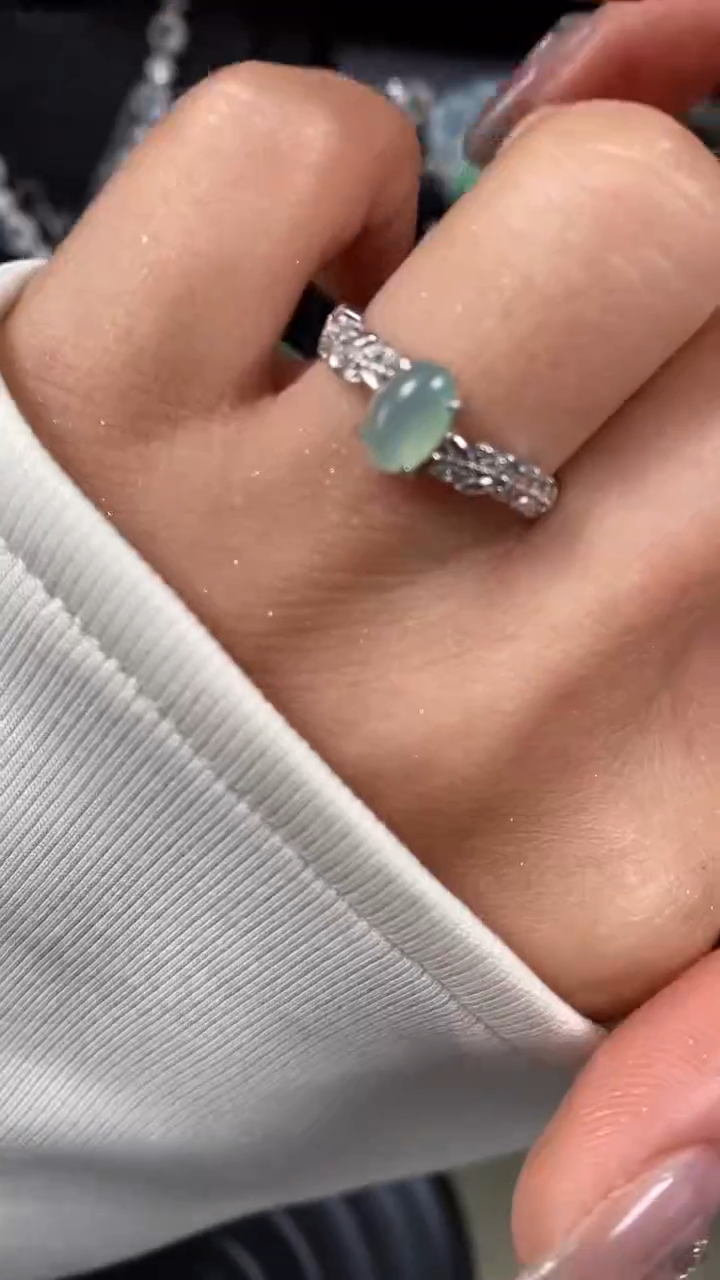 【闪购商品】翡翠戒指银S925镶嵌8207