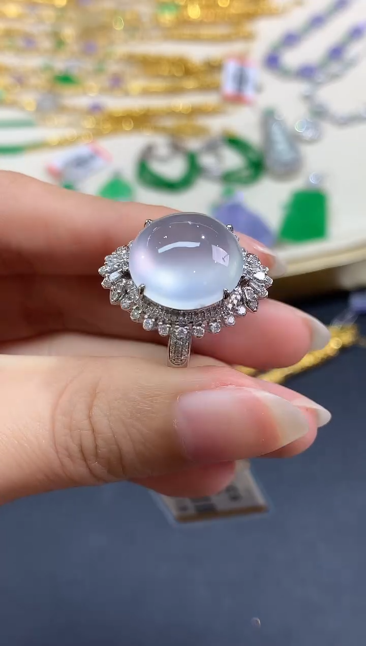 18K金镶嵌戒指翡翠戒指|29800