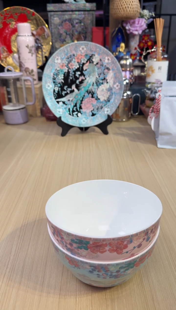 174灵羽和鸣面碗套二（粉色+蓝色）