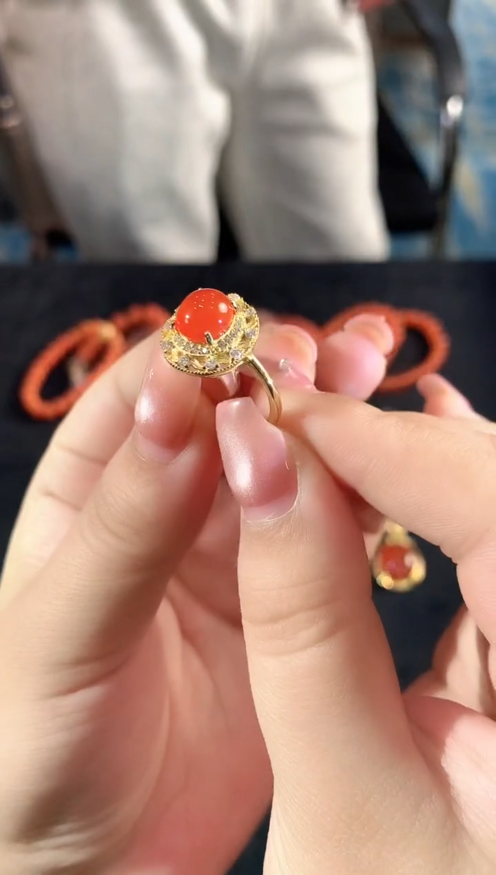【闪购商品】南红玛瑙戒指银S925镶嵌014xhrs时尚