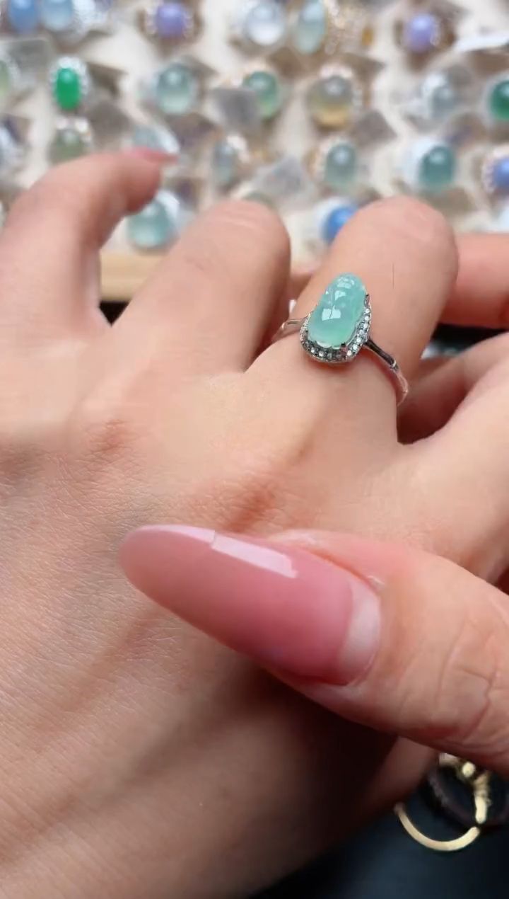 银S925镶嵌戒指翡翠.