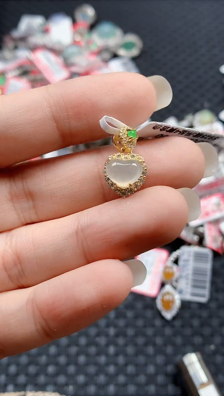 银S925镶嵌戒指翡翠天然A货缅甸翡翠