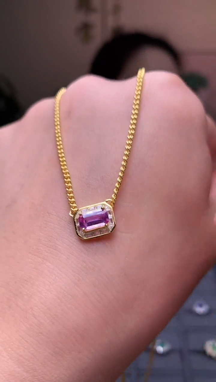 颈饰蓝宝石银S925镶嵌项链