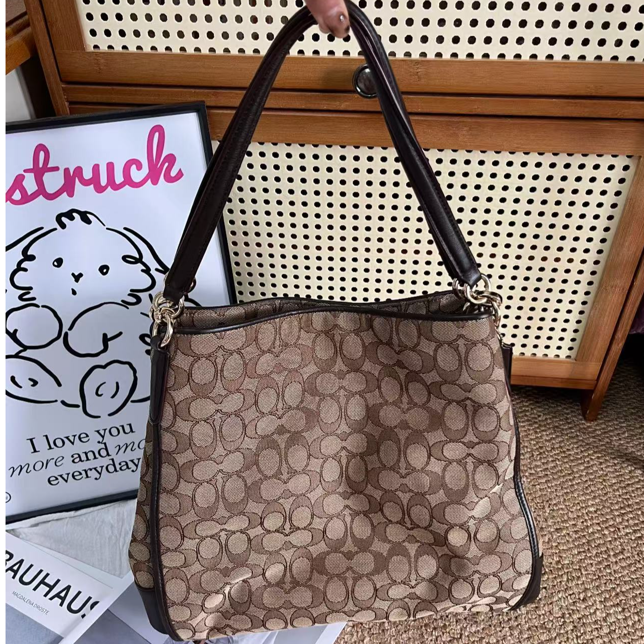 95新 COACH/蔻驰 【安则专属】棕色托特包