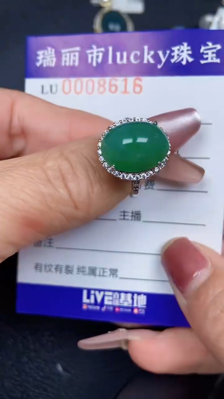颈饰银S925镶嵌翡翠8616