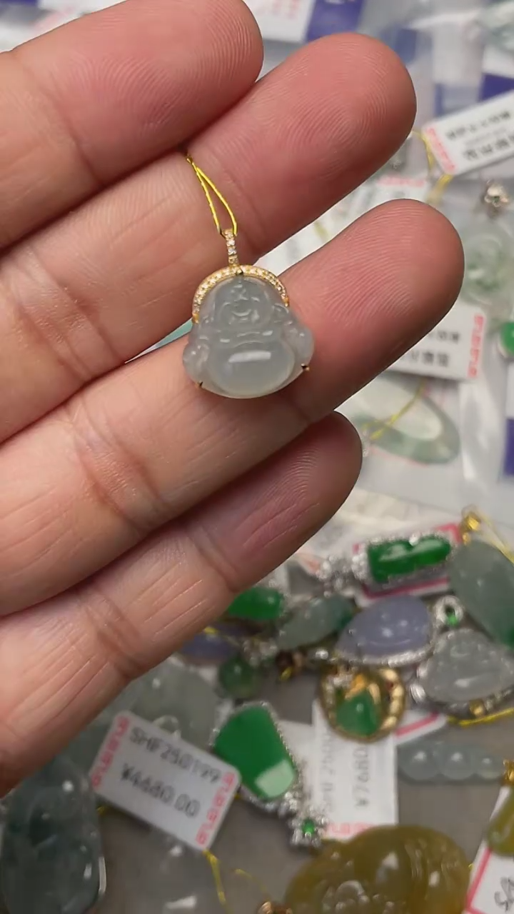 【闪购商品】翡翠吊坠(不含链)18K金镶嵌天然缅甸翡翠A货(不含链)