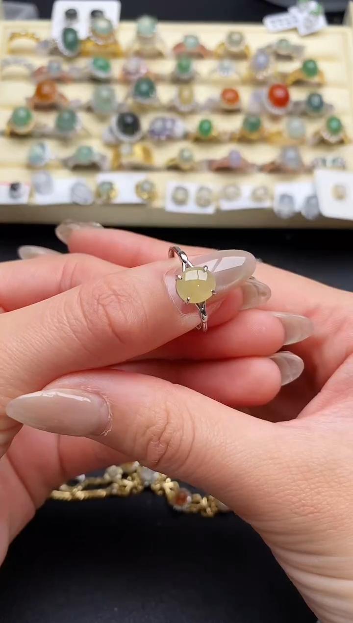 【闪购商品】翡翠戒指银S925镶嵌55555555+2