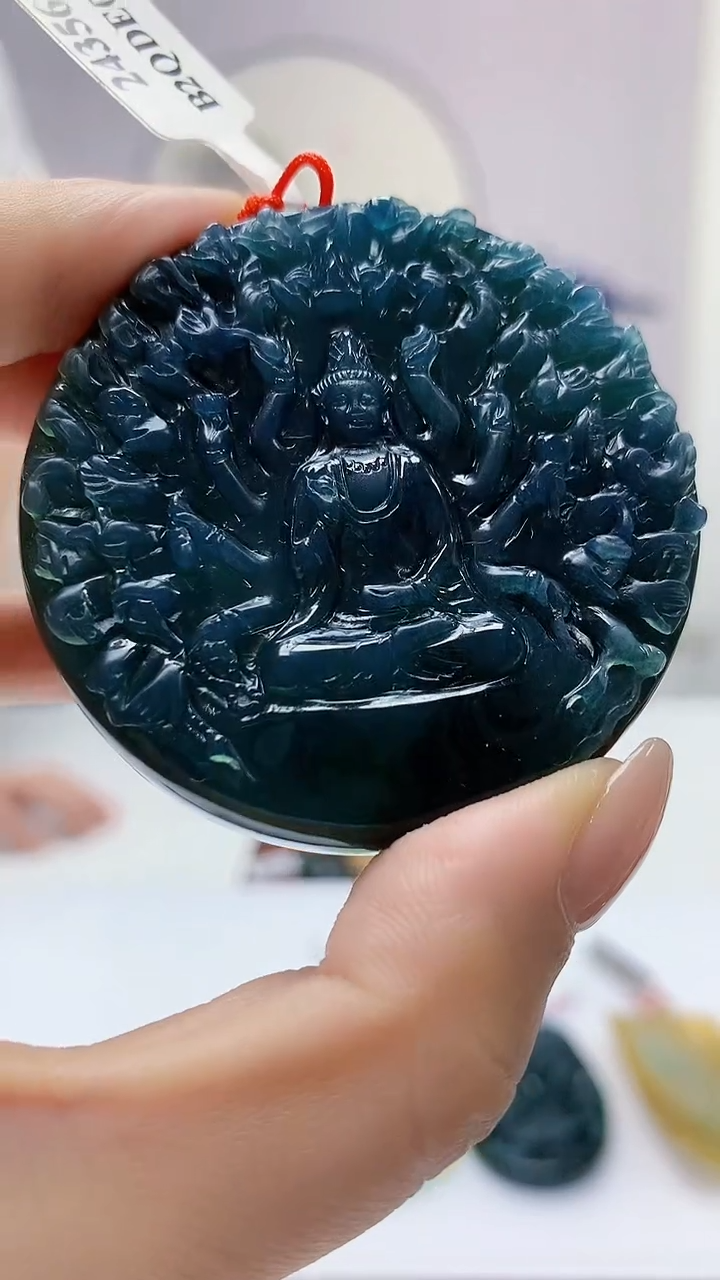 【闪购商品】定制翡翠未镶嵌4812ms-毛货77观音赠珠链