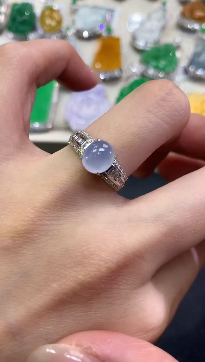 【闪购商品】翡翠戒指18K金镶嵌q47s紫货有色差