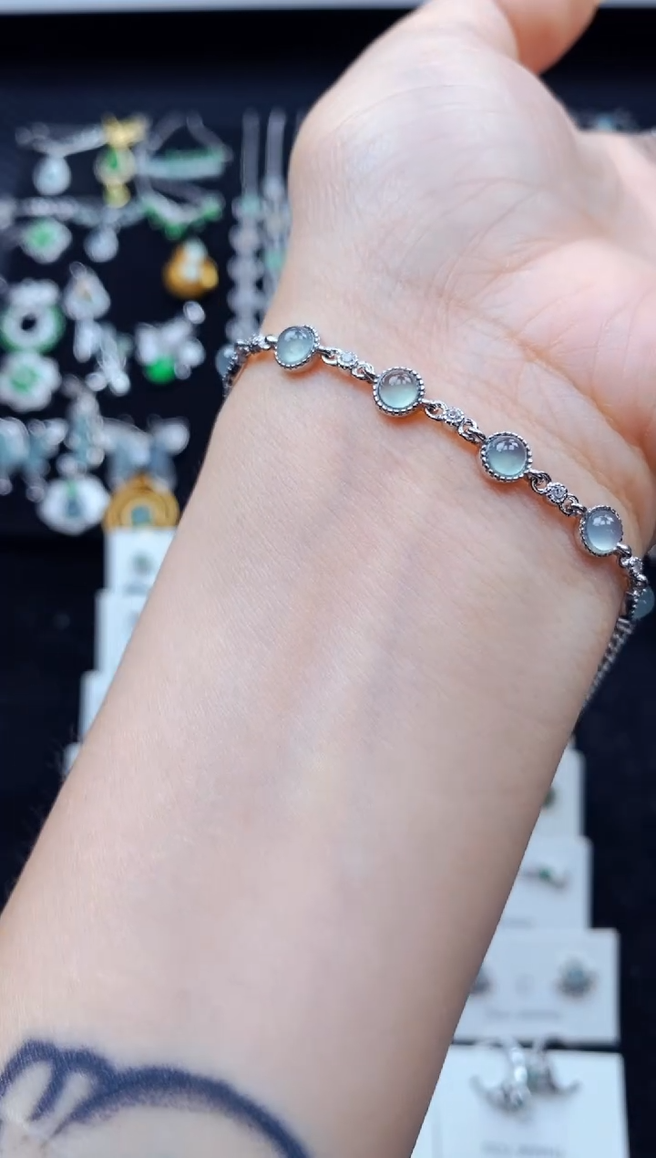 手链翡翠银S925镶嵌5959