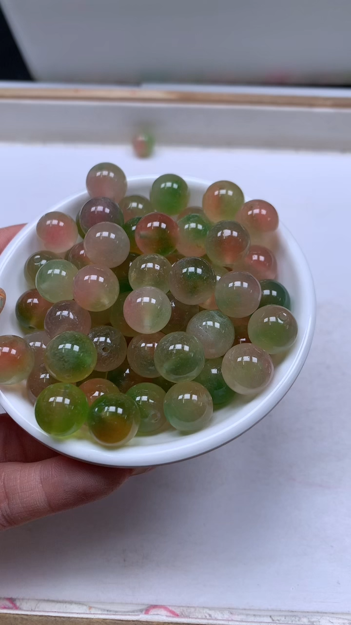 未镶嵌散珠玛瑙/玉髓D805水蜜桃盐源12mm6个8元