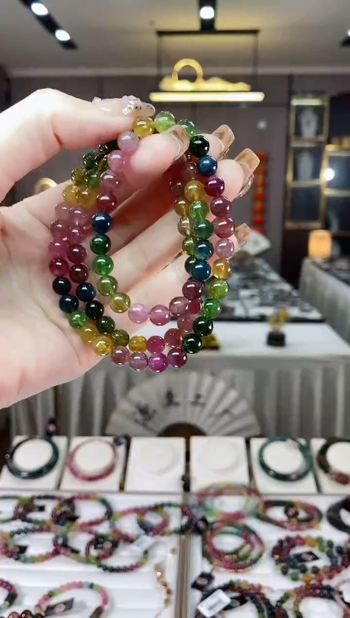 【闪购商品】碧玺三圈手串6mm+未镶嵌一物一证dan