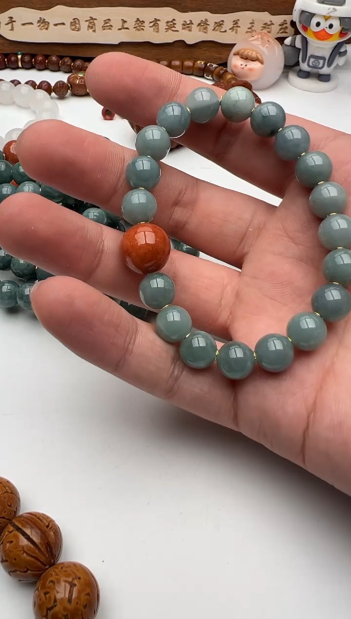 【闪购商品】翡翠手串18K金镶嵌翡翠手串