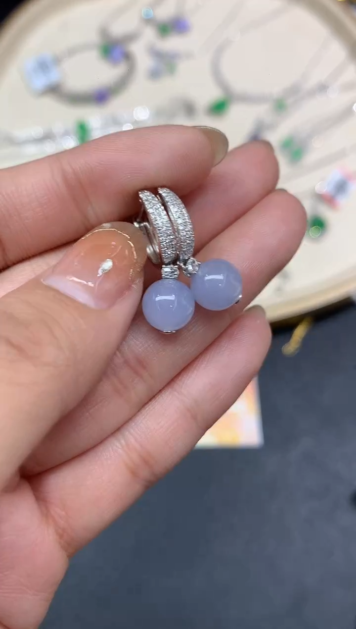 18K金镶嵌翡翠耳饰耳饰A449|6980