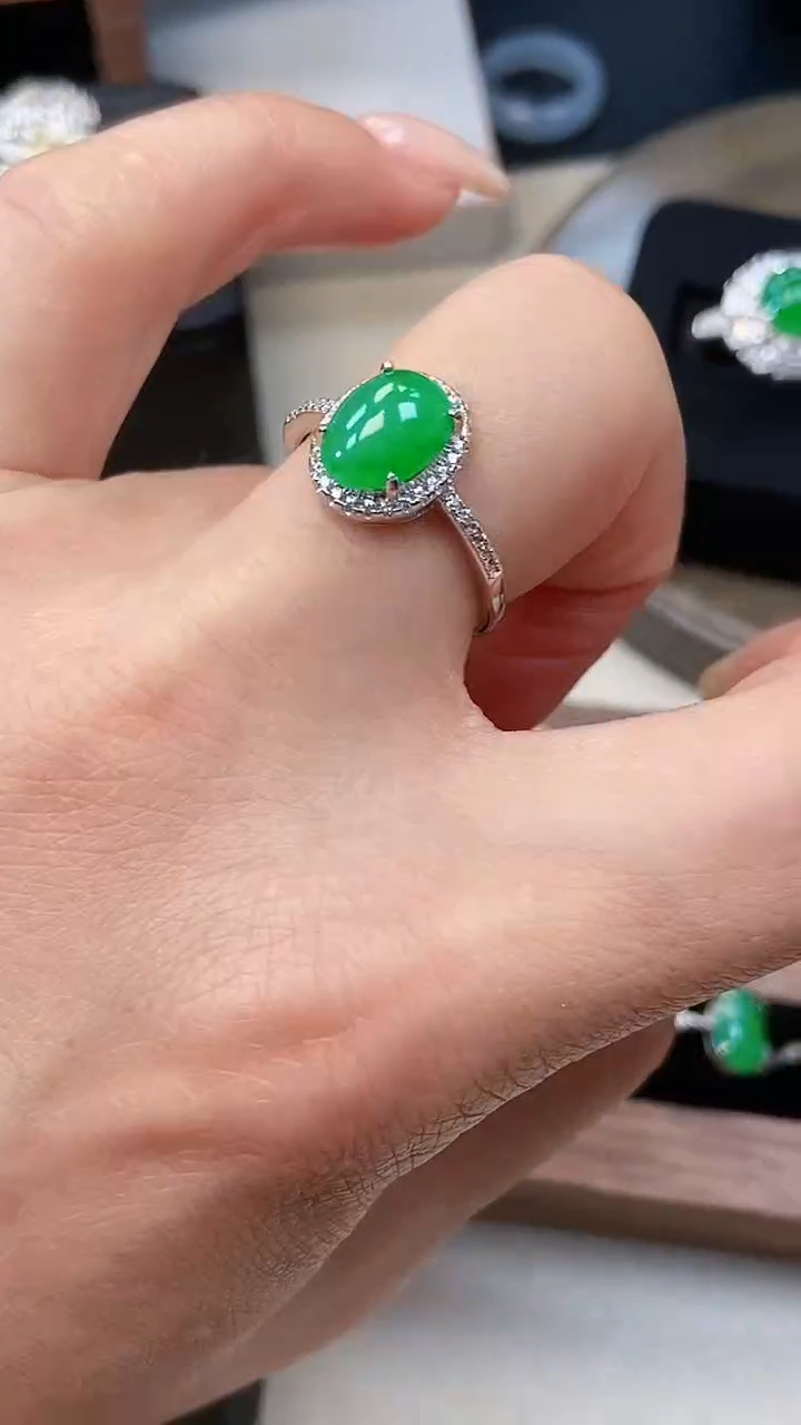 银S925镶嵌戒指翡翠6925