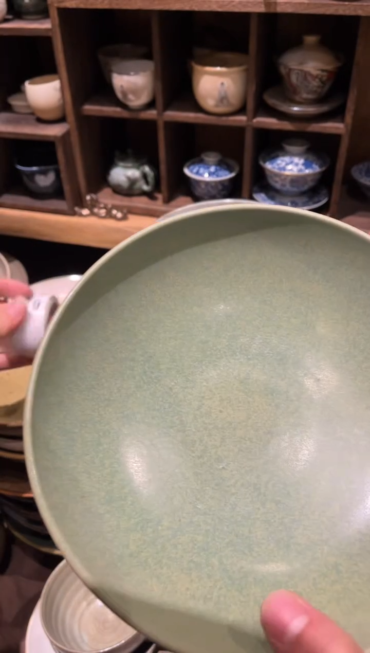 【闪购商品】瓷片626绿色的锅盘1个