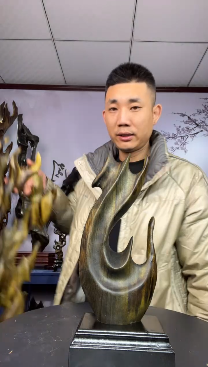 金丝楠木雕款扶****技金丝楠木工艺品摆件