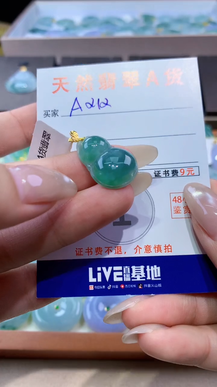 颈饰18K金镶嵌翡翠天然翡翠A货挂件