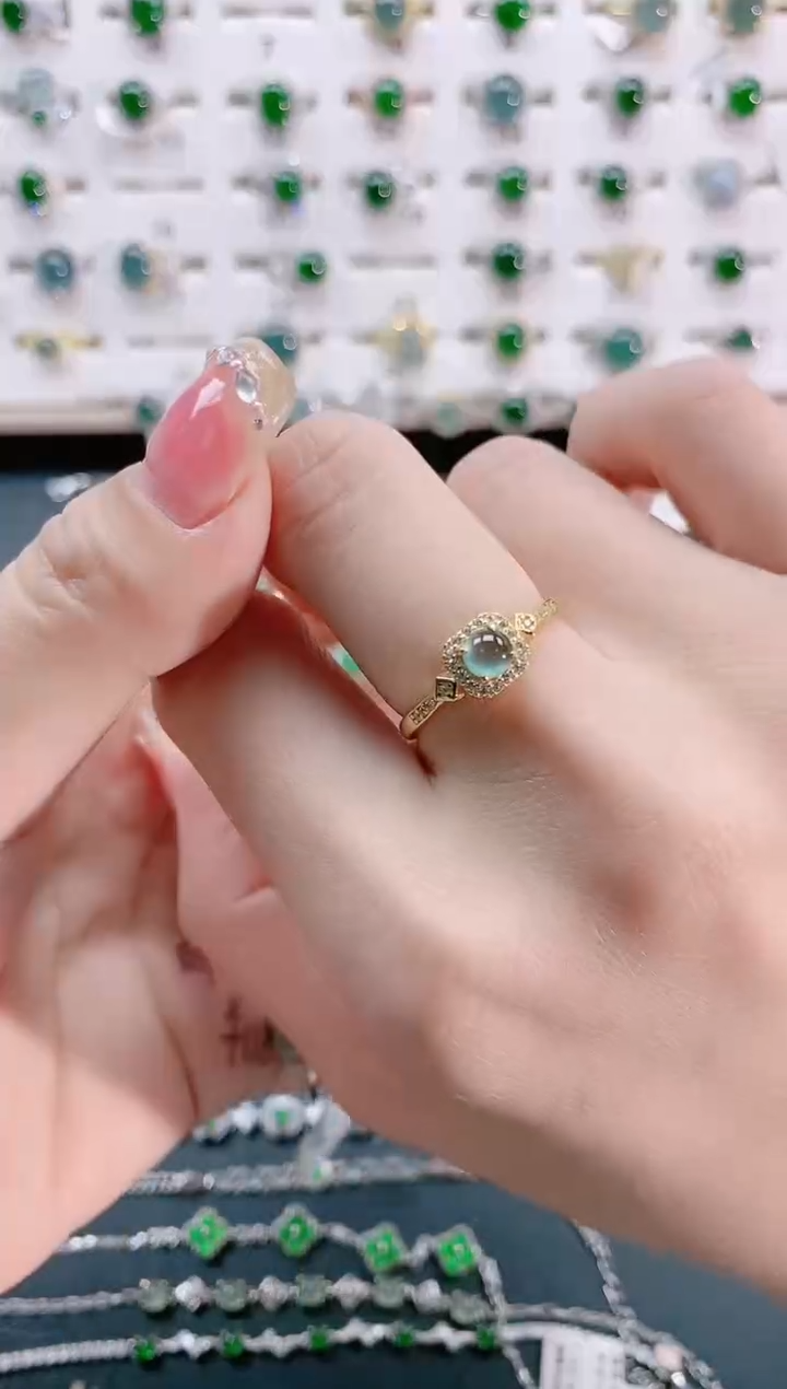 【闪购商品】翡翠戒指银S925镶嵌天然翡翠