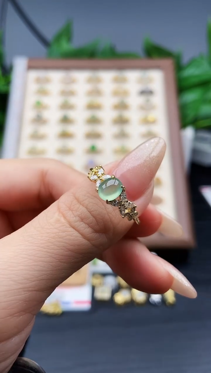 银S925镶嵌戒指翡翠12