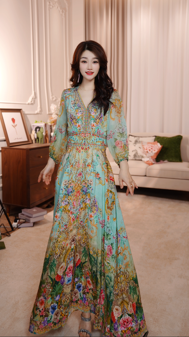 【绿野仙踪】25年时尚名媛风优雅气质收腰高端连衣裙