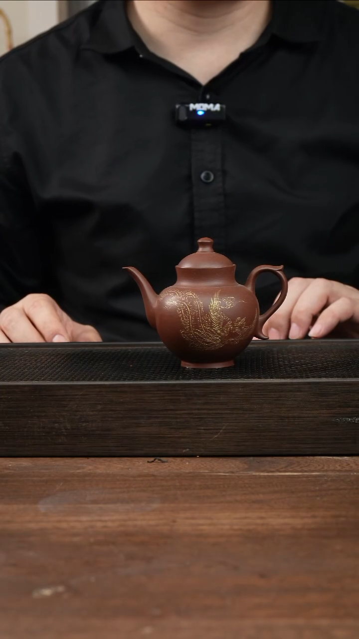 茶杯紫砂紫泥玉露    刻绘凤凰    150CC  